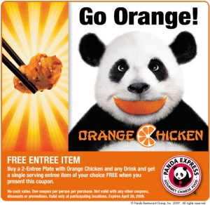 panda coupon 300x292 Panda Express: Free Entree with Item with purchase