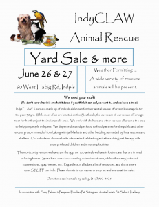 indyclaw 231x300 Local Indiana: Yard Sale to benefit IndyCLAW