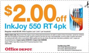 InkJoy 300x179 Office Depot: $2/1 InkJoy 550 RT (4pk) 