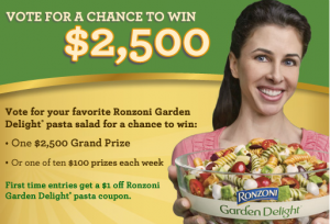 Screen shot 2011 05 25 at 9.45.34 AM 300x204 Ronzoni Garden Delight Sweepstakes = $1/1 Coupon