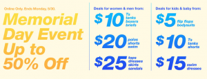 Screen shot 2011 05 26 at 11.00.11 PM 300x115 Gap: 50% off Memorial Day Sale + Additional 30% off Coupon Code