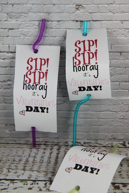 Sip Sip Hooray Valentines Day Card Printable for Silly Straws