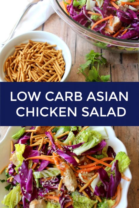 The perfect fresh and colorful salad to utilize leftover chicken. Asian Chicken salad is healthy, low carb with a tasty homemade Asian-style dressing. 