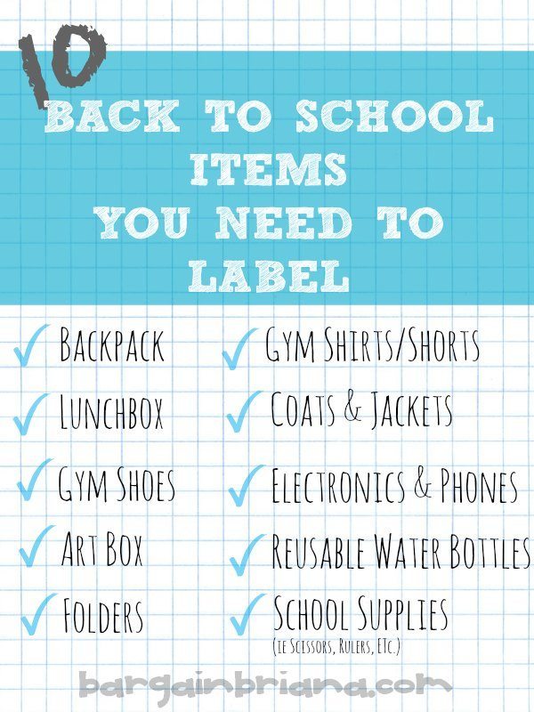 Back to School Items You Must Label