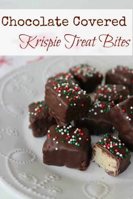 Chocolate Covered Krispie Treat Bites - BargainBriana