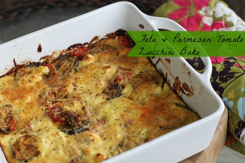 Feta & Parmesan Tomato Zucchini Bake Recipe