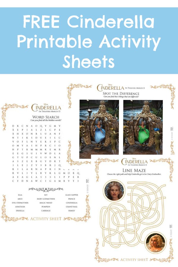 Free Cinderella Printable Activity Sheets