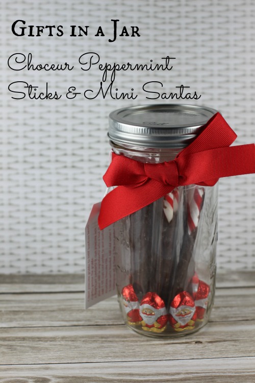 {Gifts in a Jar} Choceur Peppermint Sticks & Mini Santas