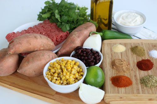 Ingredients to make Mexican Baked Sweet Potatoes