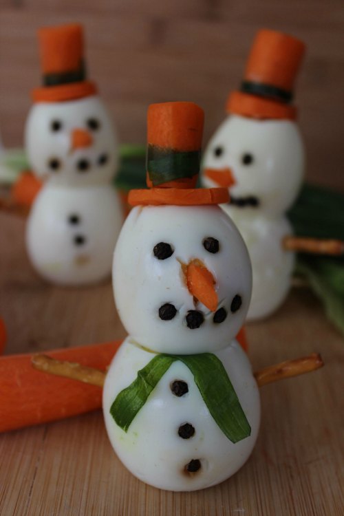 Snowman Made with Boiled Eggs