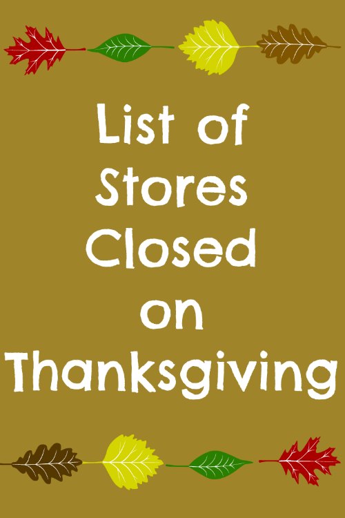 Stores Closed on Thanksgiving