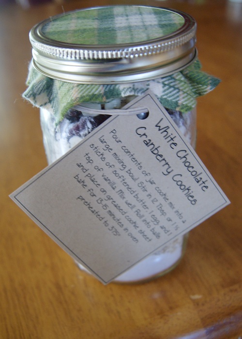 White Chocolate Cranberry Cookies Mason Jar Gift Idea