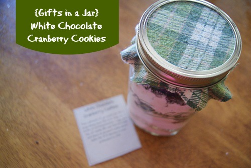 White Chocolate Cranberry Cookies Mason Jar Gift via BargainBriana