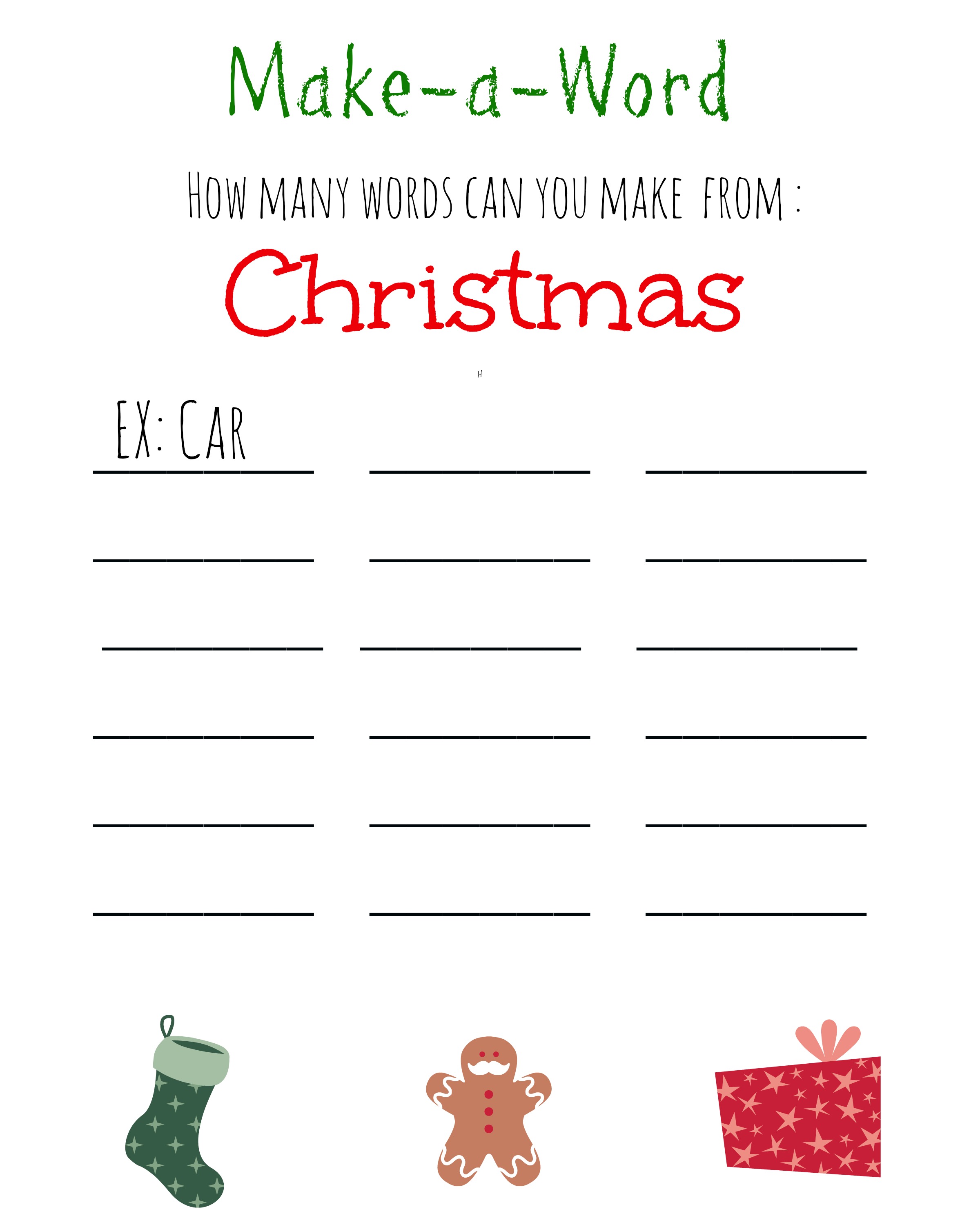 Christmas MakeAWord {Free Printable}